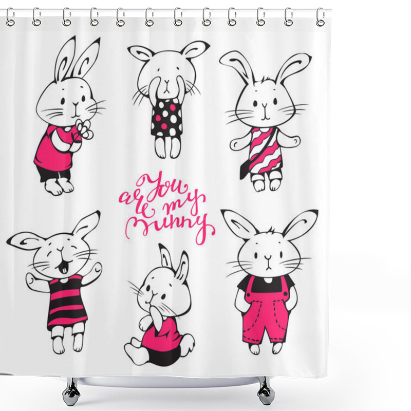 Personality  Funny Cartoon Bunnies Shower Curtains