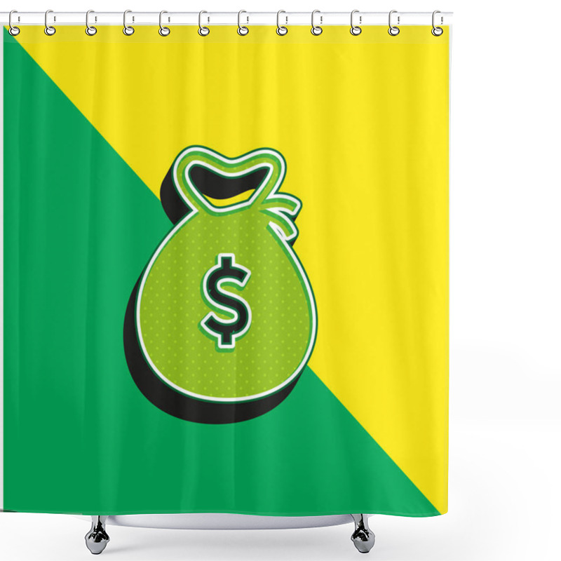 Personality  Big Dollar Bag Green And Yellow Modern 3d Vector Icon Logo Shower Curtains