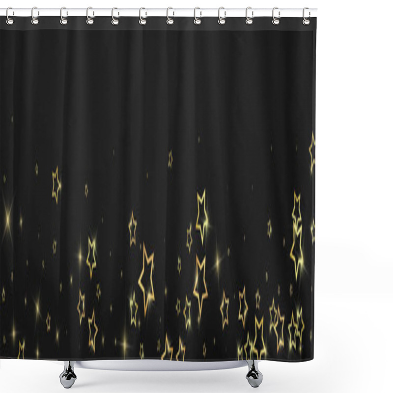 Personality  Starry Night Fairy Tale Background. Cute Sparkling Twinkles, Christmas Spirit In The Air. Festive Stars Vector Illustration On Black Background. Shower Curtains