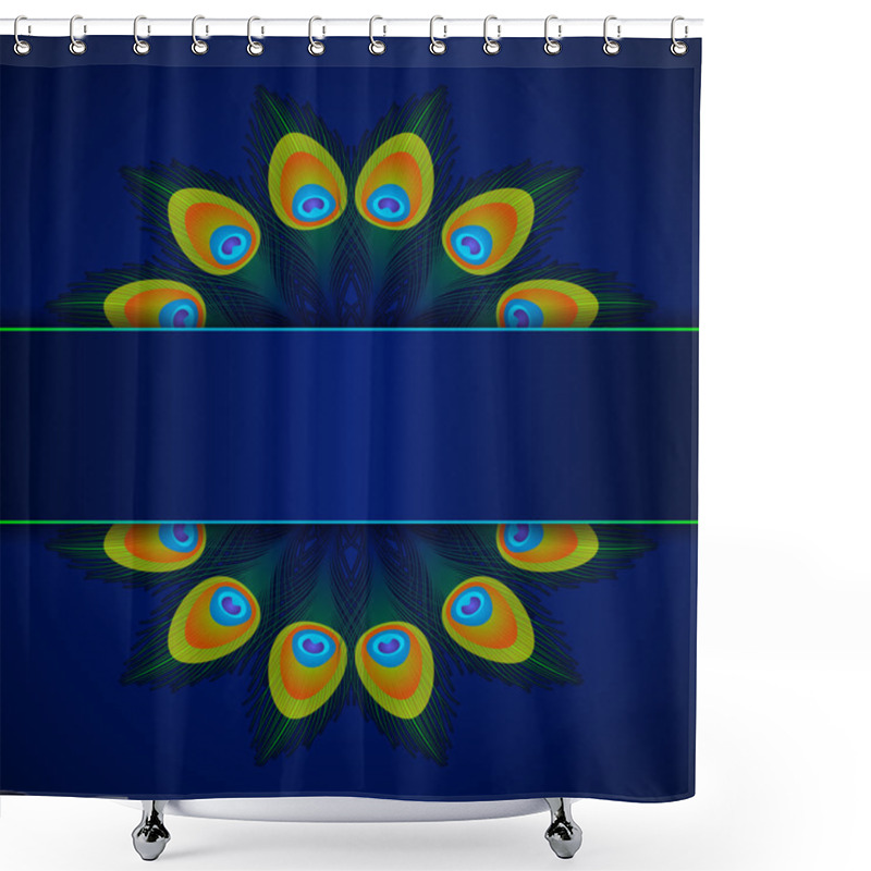 Personality  Vector Peacock Feathers On Blue Background. Shower Curtains