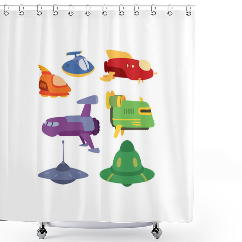 Personality  UFO Spaceship Vector Set. Shower Curtains