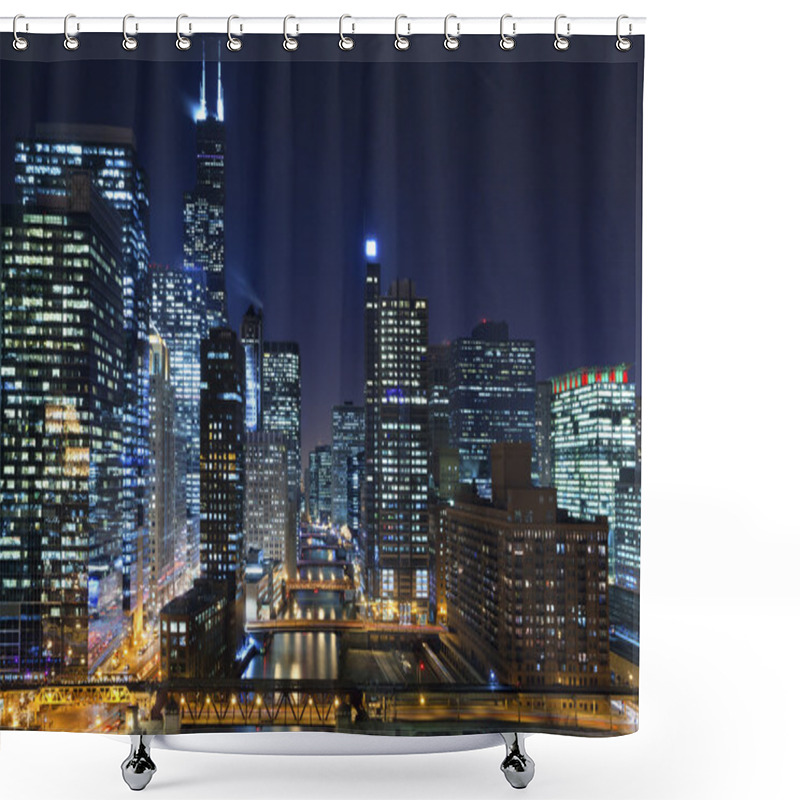 Personality  Chicago At Night. Shower Curtains