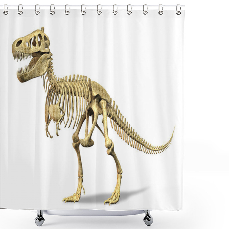 Personality  T-Rex Skeleton. On White Background. Clipping Path Included. Shower Curtains