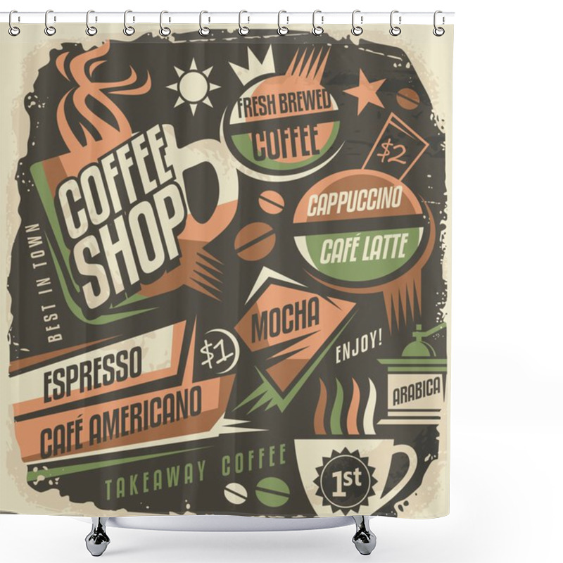 Personality  Retro Chalk Board Menu Design Template For Coffee House Shower Curtains