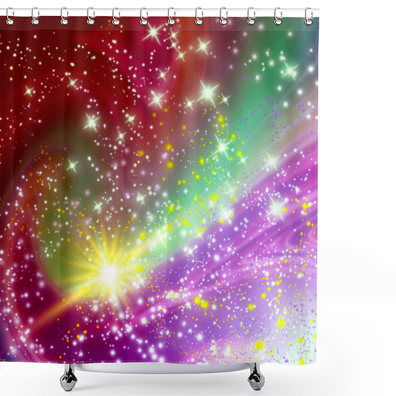 Personality  Cosmic Space With Flying Comet  Shower Curtains