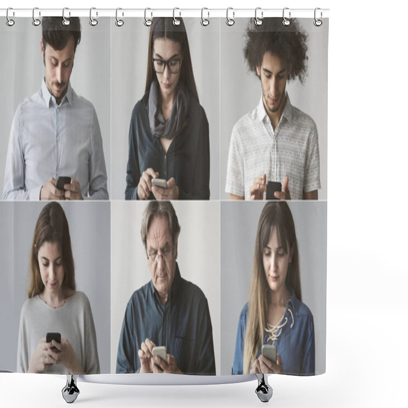 Personality  People Using The Mobile Phone Shower Curtains