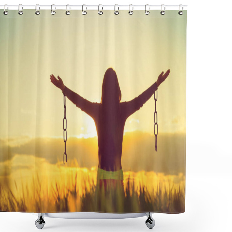 Personality  Woman Feeling Free In A Beautiful Natural Setting. Shower Curtains