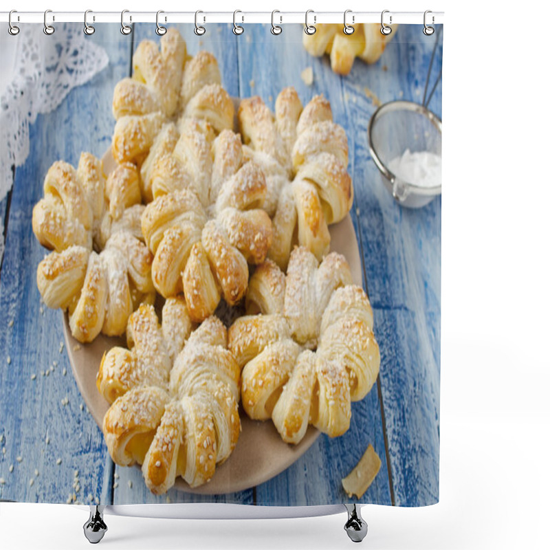 Personality  Baked Puff Pastry Rings Of Pineapple Shower Curtains