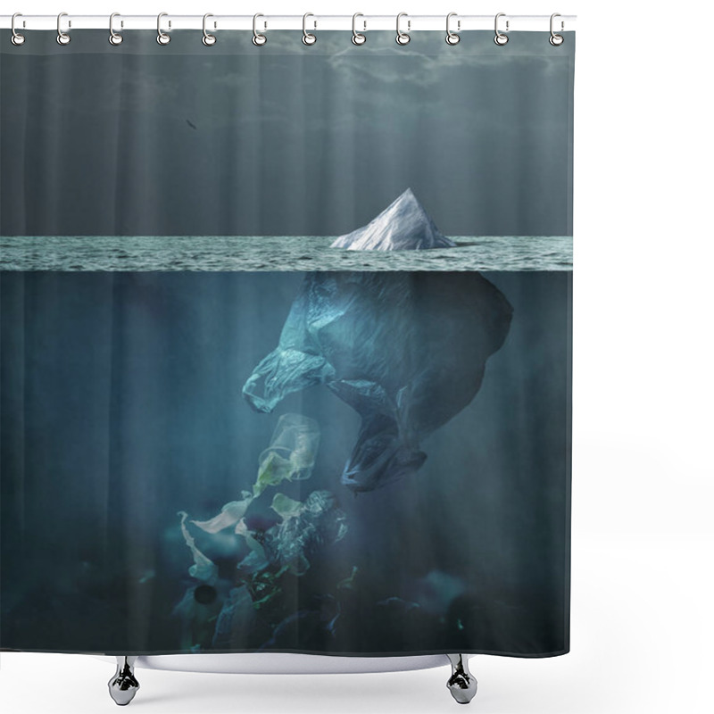 Personality  Plastic Bag Iceberg Floating In The Ocean And Global Warming Con Shower Curtains