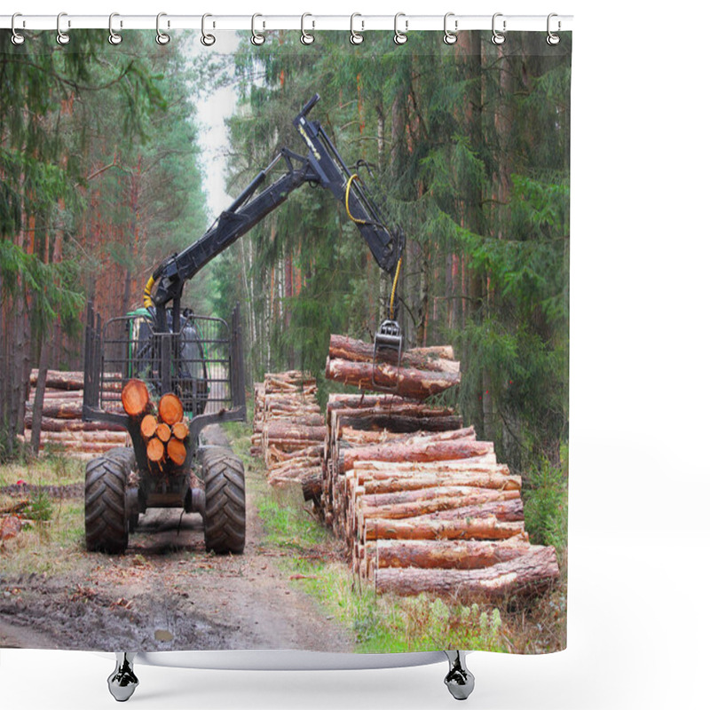 Personality  The Harvester Working In A Forest. Shower Curtains