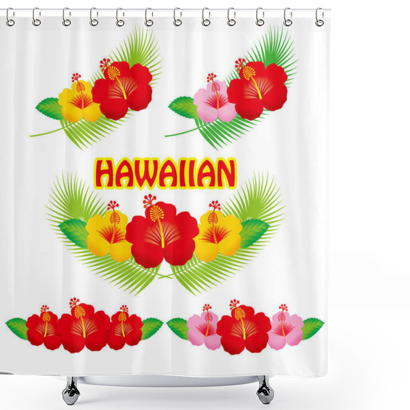 Personality  Hibiscus Illustration Collection. Hawaiian Style Illustration. Shower Curtains