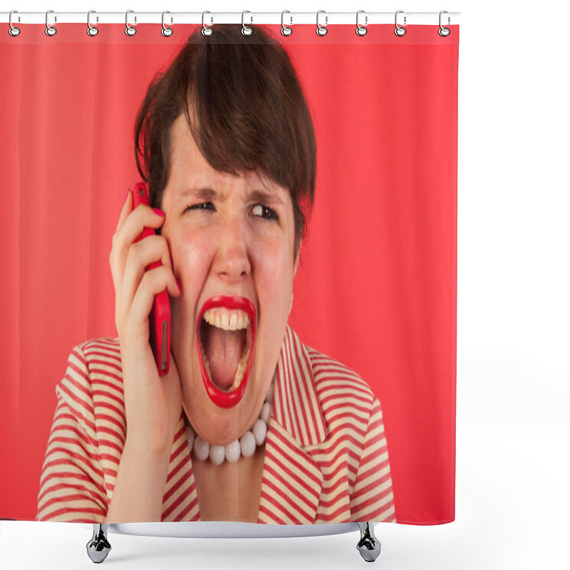 Personality  Angry Phone Call On The Smartphone Shower Curtains