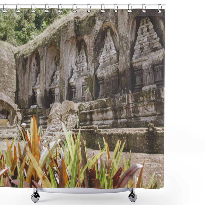 Personality  Scenic View Of Ancient Architecture Of Temple Complex And Royal Tombs And Plants Around, Bali, Indonesia Shower Curtains