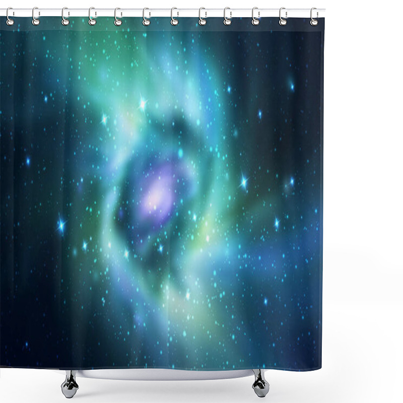 Personality  Space Vector Background With Realistic Spiral Galaxy And Stars Shower Curtains