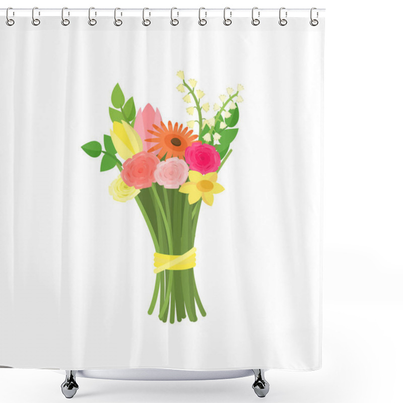 Personality  Bouquet Composition From Different Flowers Isolated On White Background Shower Curtains