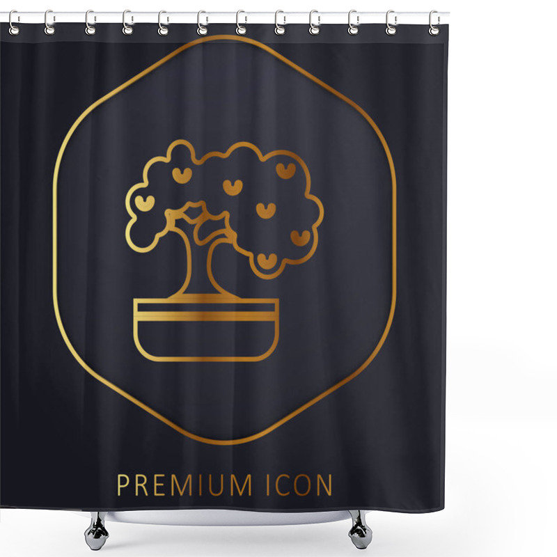 Personality  Bonsai Golden Line Premium Logo Or Icon Shower Curtains