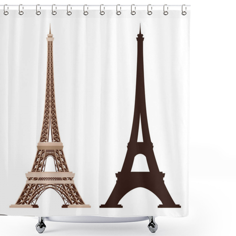 Personality  Eiffel Tower Vector Icons. World Famous France Tourist Attraction Symbols. International Architectural Monument Isolated On White Background. Shower Curtains