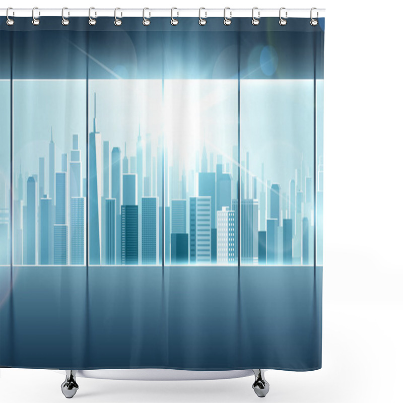 Personality  Big Window With Views Of City Shower Curtains