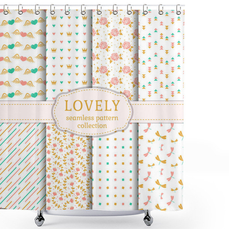 Personality  Cute Seamless Patterns. Vector Set. Shower Curtains