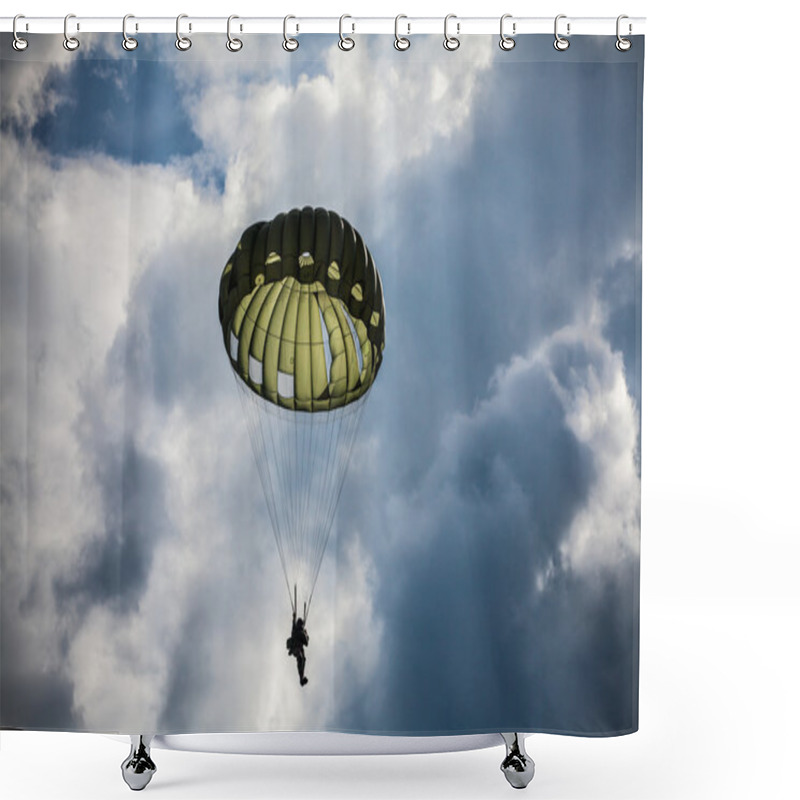 Personality  Parachutist In Cloudy Sky Shower Curtains