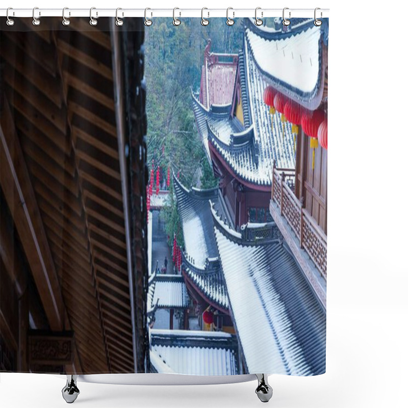 Personality  A Landscape Of The Faxi Temple Covered In The Snow In Hangzhou, China Shower Curtains