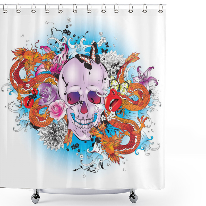 Personality  Skull Tattoo Style Graphic. Shower Curtains