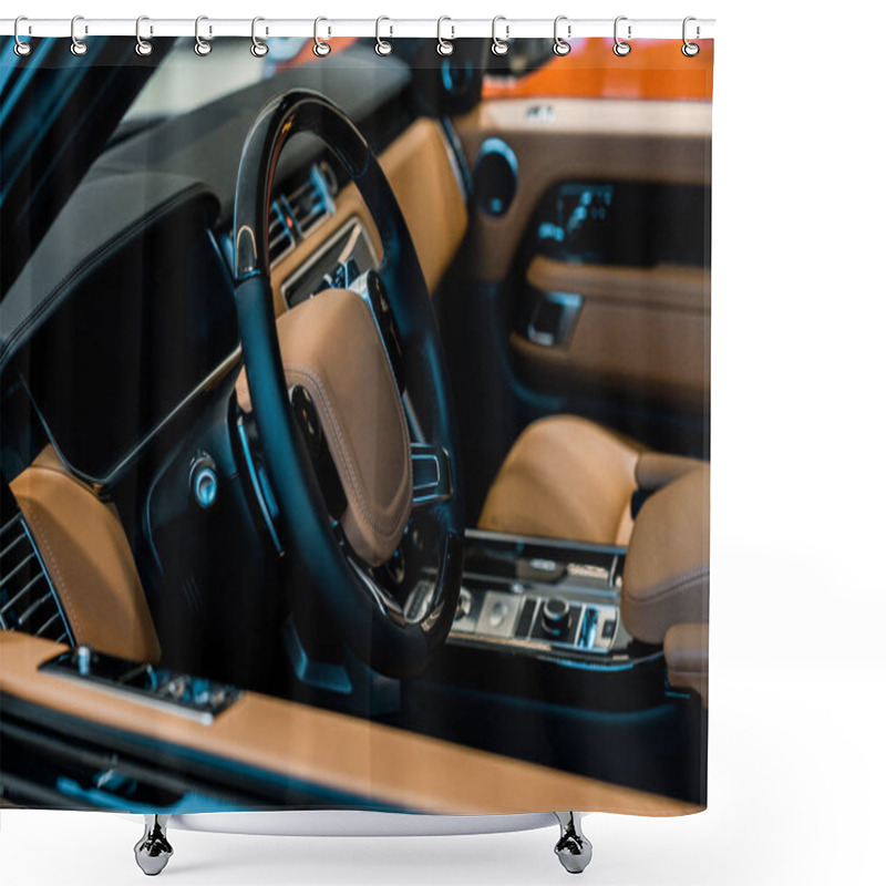 Personality  Selective Focus Of Car Seat Of Luxury Automobile  Shower Curtains