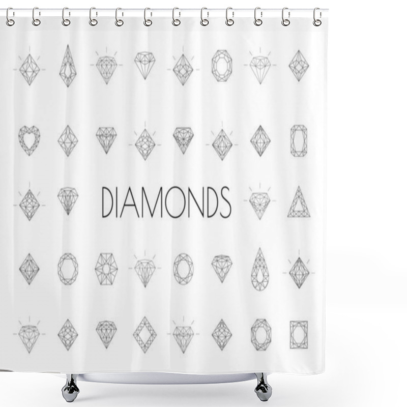 Personality  Jewels Diamond Icons.  Shower Curtains