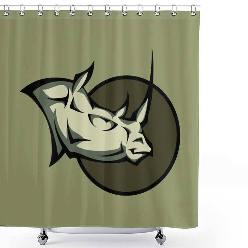 Personality  Vector Illustration Of A Angry Rhino Head Shower Curtains