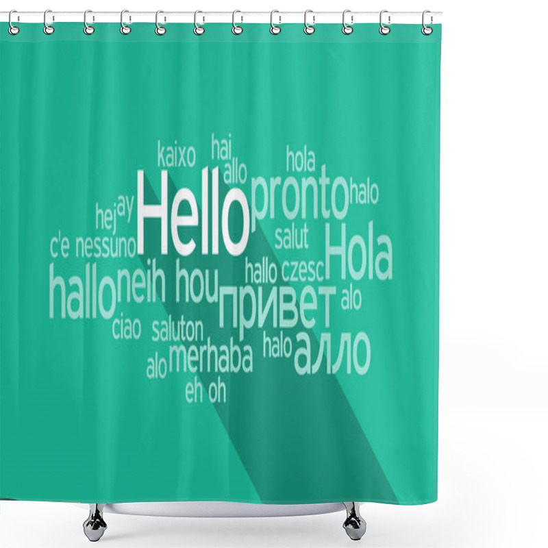 Personality  Hello Speech Cloud In Languages Of The World Shower Curtains