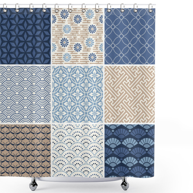 Personality  Japan Seamless Pattern Collection Shower Curtains