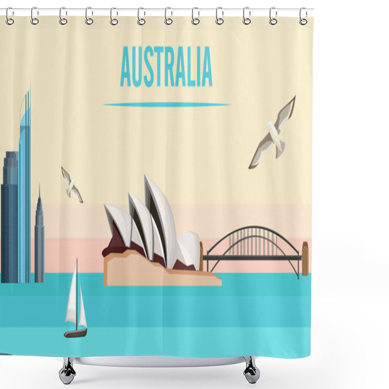 Personality  Australia Background With Opera House And Harbor Bridge. Shower Curtains