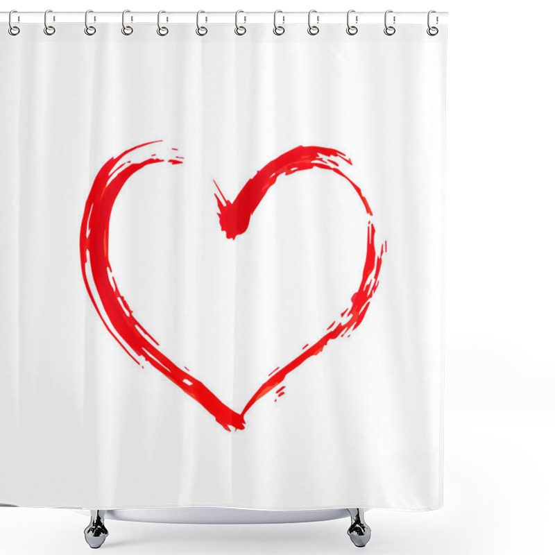 Personality  Red Heart  Hand Painted With Brush. Grunge Textured Shape Of Heart. Watercolor Or Acrylic Painting Effect. Valentines Day Postcard. Easy To Edit Vector Element Of Design For Your Artworks Shower Curtains