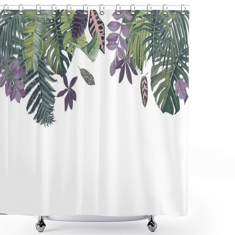 Personality  Background With Hand Drawn Stropical Leaves And Plants Shower Curtains