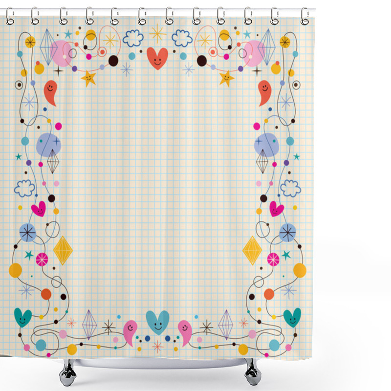 Personality  Celebration Happy Cartoon Frame Shower Curtains