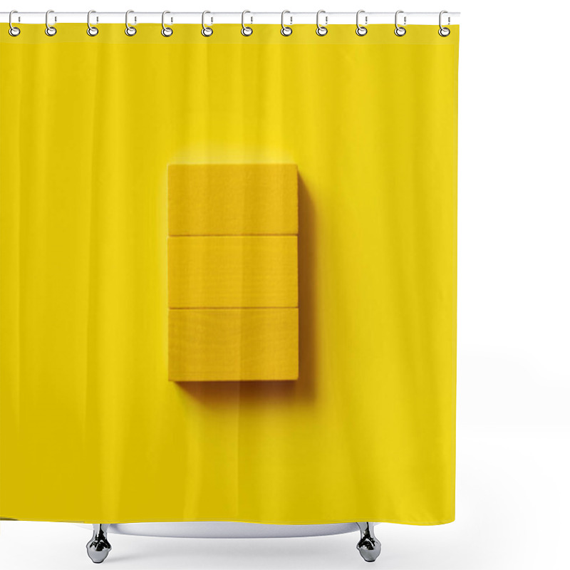 Personality  Top View Of Square Made Of Rectangular Blocks On Yellow Background Shower Curtains