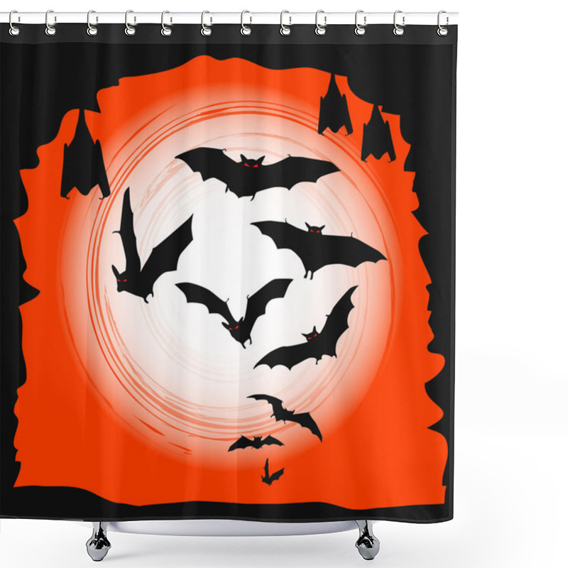 Personality  Halloween Background - Flying Bats In Full Moon Shower Curtains