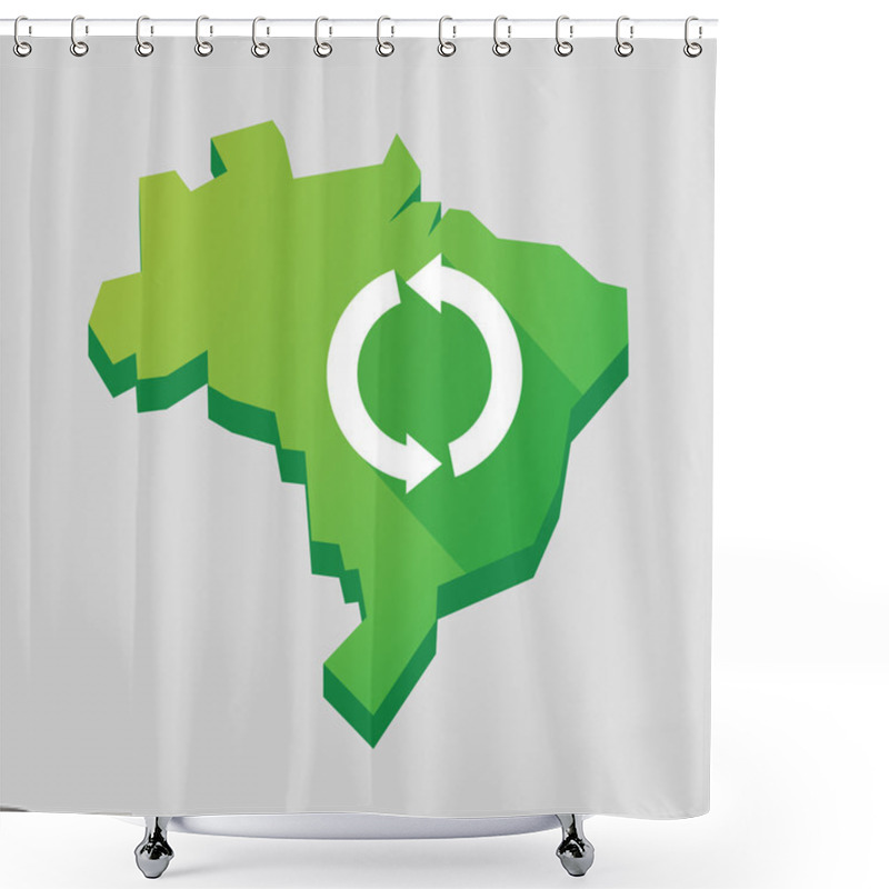 Personality  Green Brazil Map With A Recycle Sign Shower Curtains