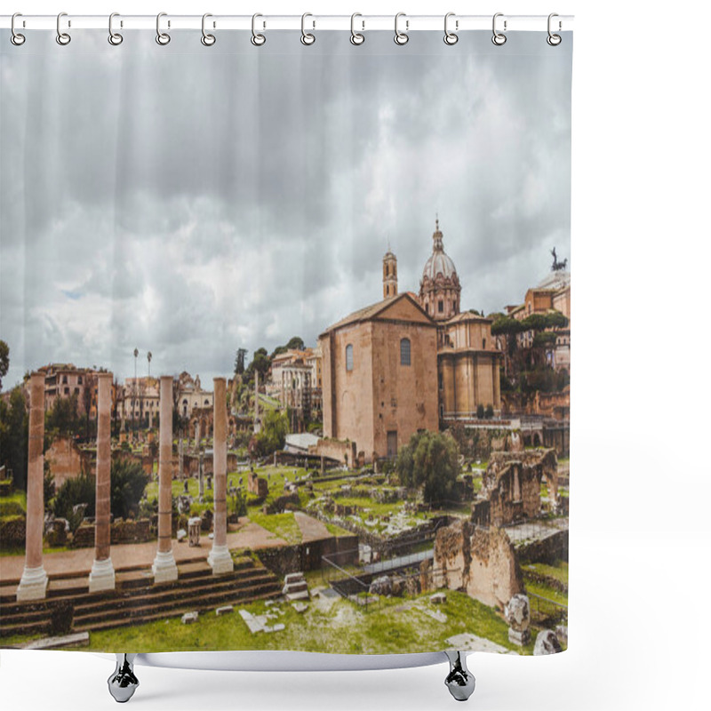 Personality  Beautiful Roman Forum Ruins On Cloudy Day, Rome, Italy Shower Curtains