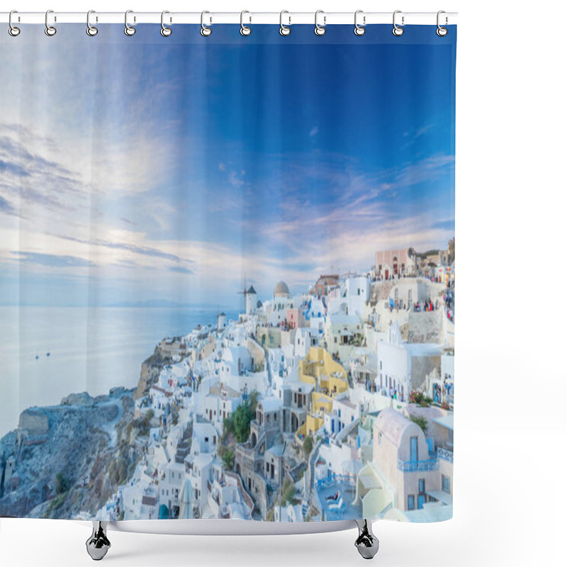 Personality  Oia Village At Sunset, Santorini Island Shower Curtains