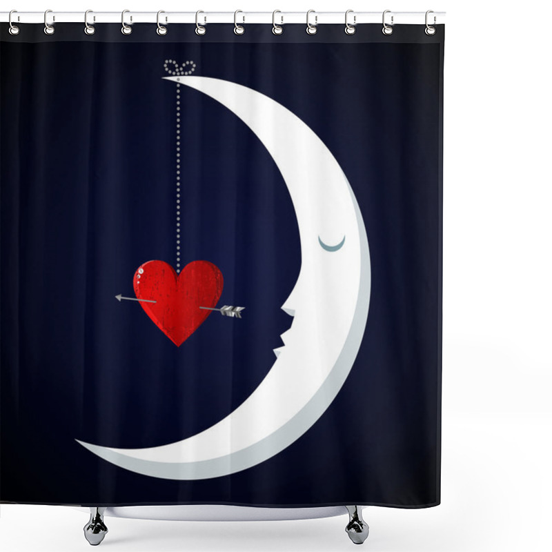 Personality  Moon Fall In Love Valentines Day Background Shower Curtains