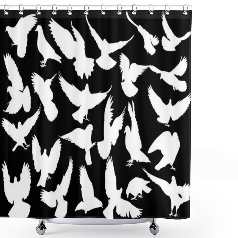 Personality  White Pigeons Silhouettes Shower Curtains