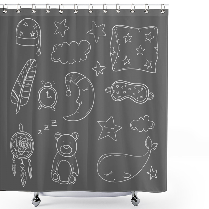 Personality  Set Of Elements About Sleeping Shower Curtains