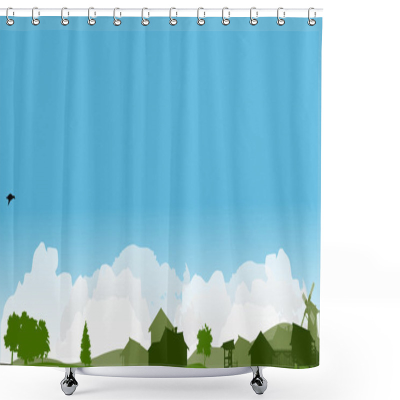 Personality  Country Landscape With Green Trees Shower Curtains