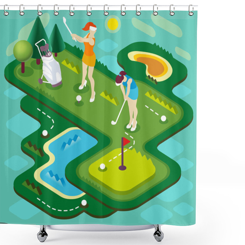 Personality  Golf Match People Isometric Shower Curtains