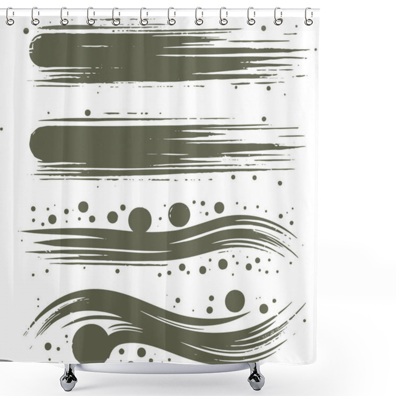 Personality  Abstract Grunge Brush Strokes And Splatter In Digital Art Style Shower Curtains