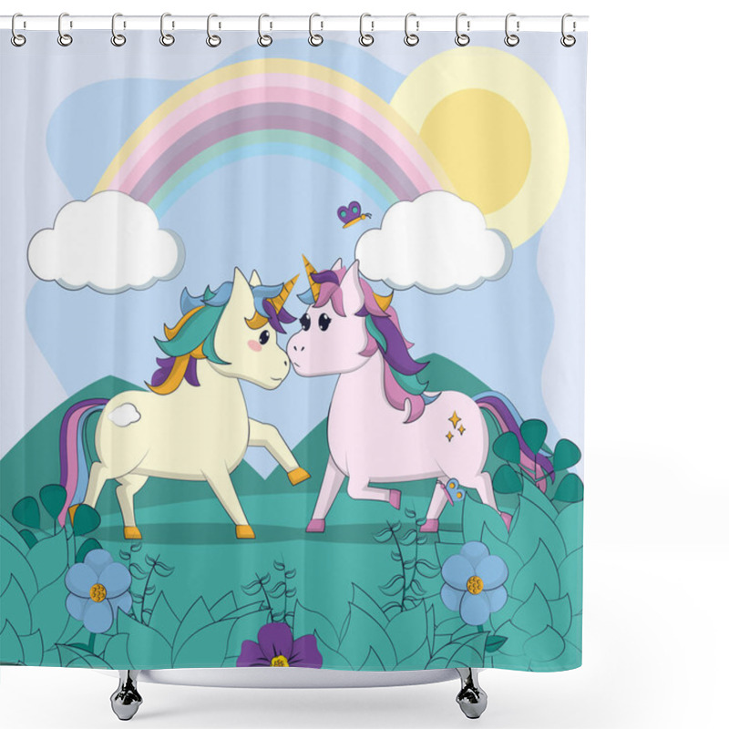 Personality  Beautiful And Magic Unicorn Cartoon Shower Curtains