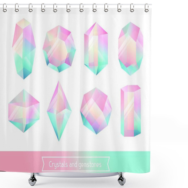 Personality  Set Of Geometric Crystals Gem And Minerals. Set Of Geometric Crystals Gem And Minerals. Shower Curtains