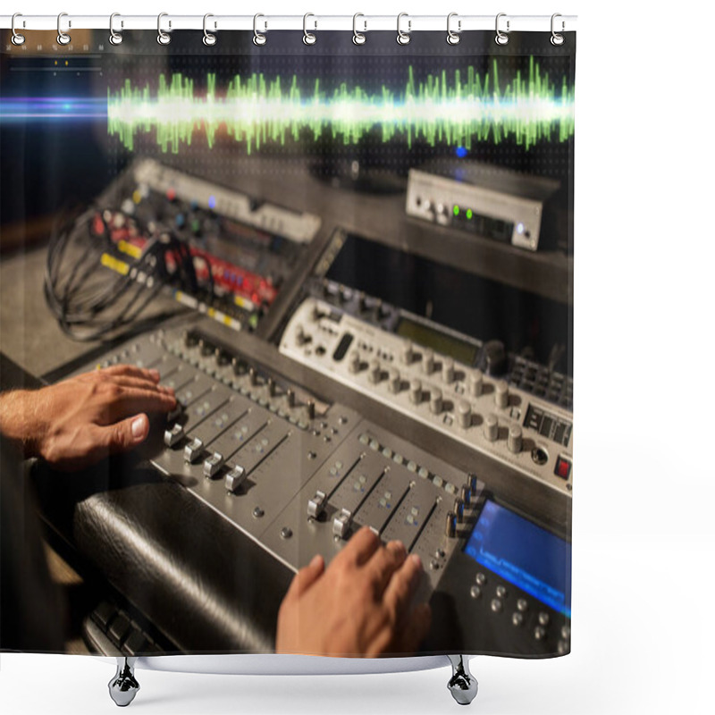 Personality  Hands On Mixing Console At Sound Recording Studio Shower Curtains