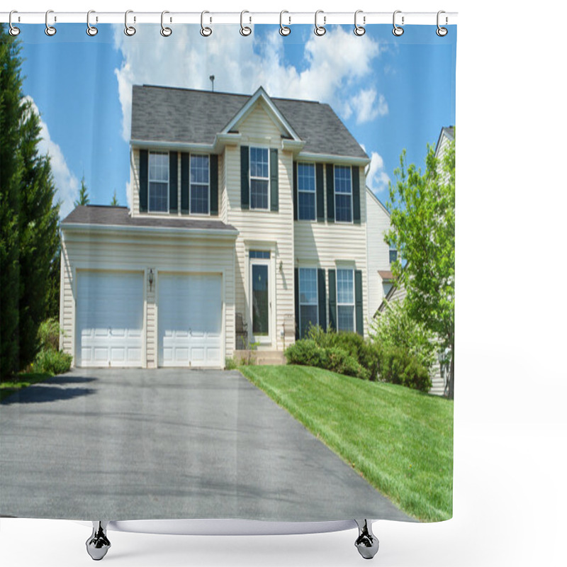 Personality  Front View Vinyl Siding Single Family House MD Shower Curtains